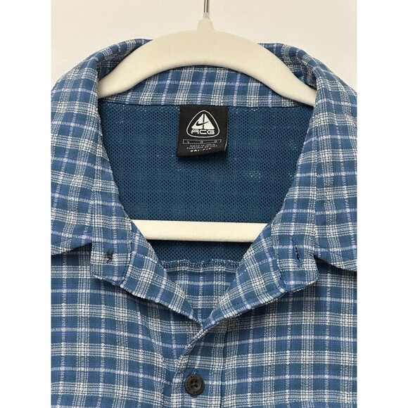 Vintage Nike ACG Dri Fit Shirt Mens Large Blue Plaid All Condition Gear - Picture 4 of 16